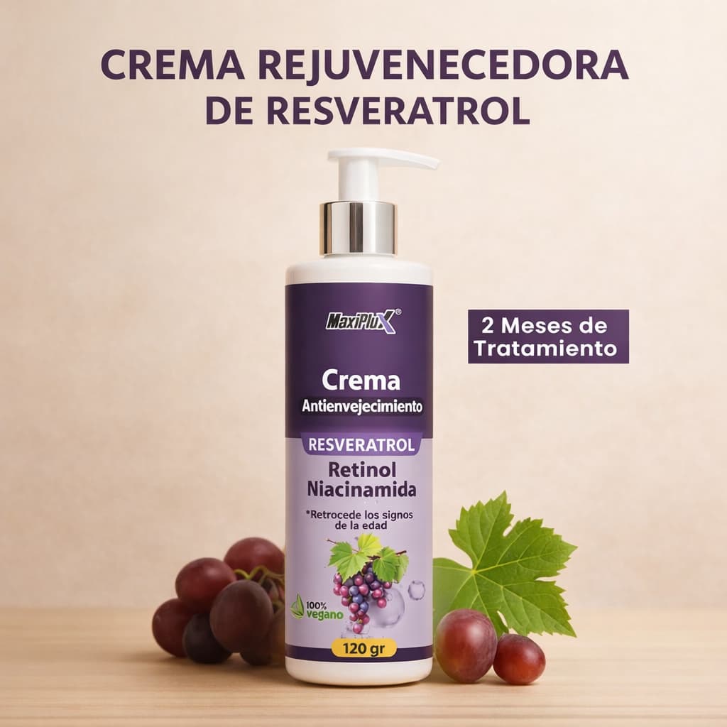 Crema Rejuvenecedora de Resveratrol – OFERTA ESPECIAL: Ahorra el 50% en tu 2ª crema